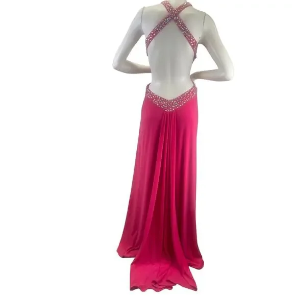 Elegant Pink Halter Dress - Picture 2 of 16